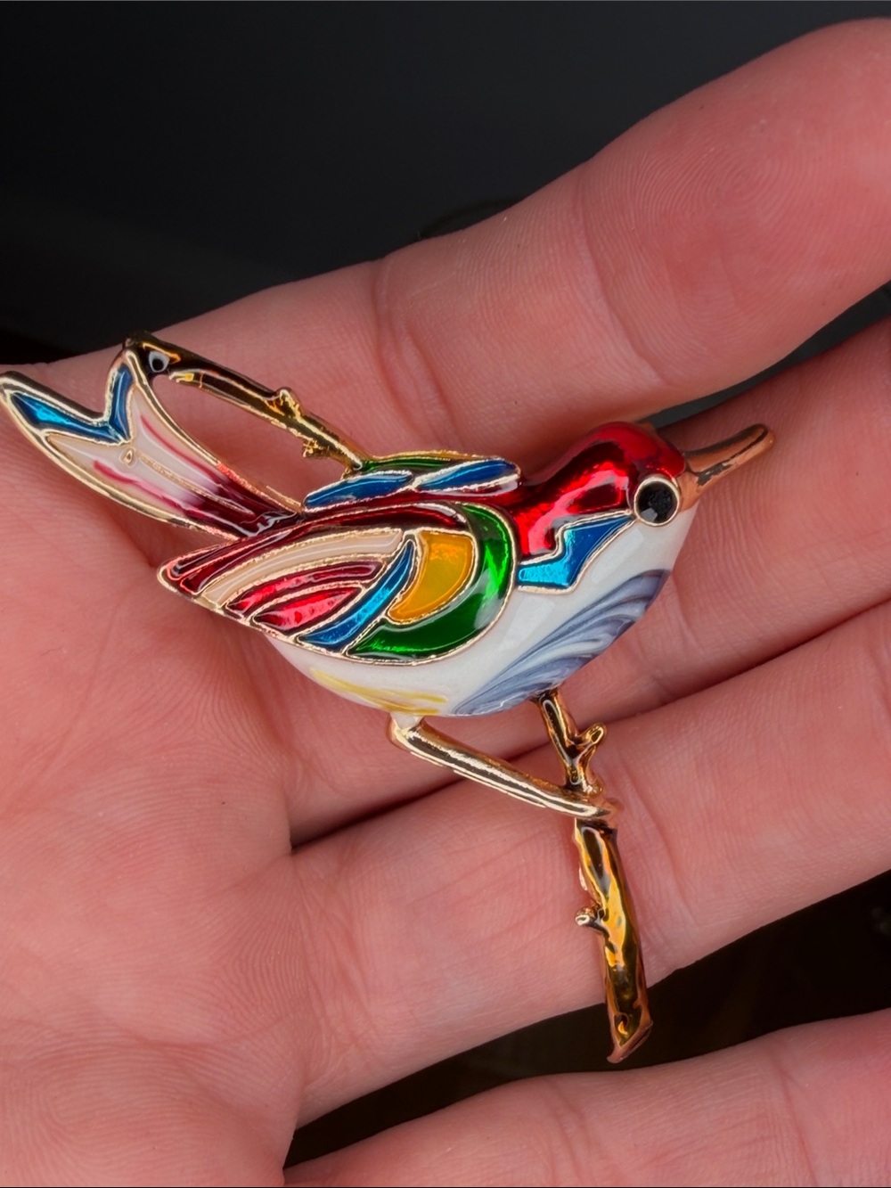 Colorful Enamel Bird Brooch - Multicolor